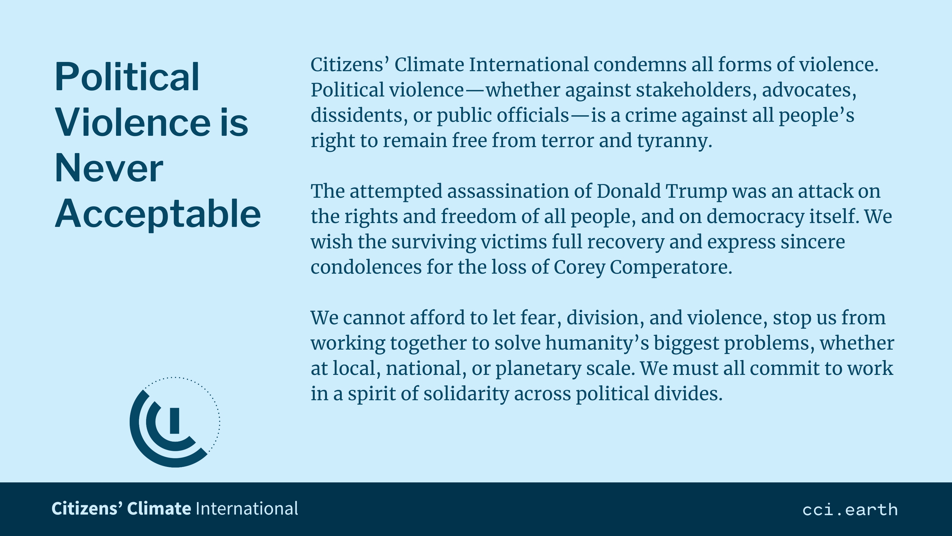 Political Violence is Never Acceptable